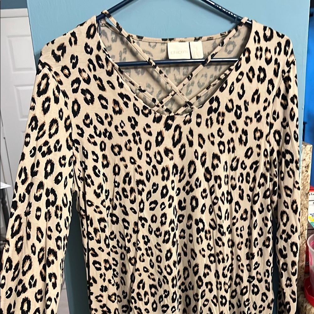 Chicos Women’s Leopard Print Long Sleeve Top